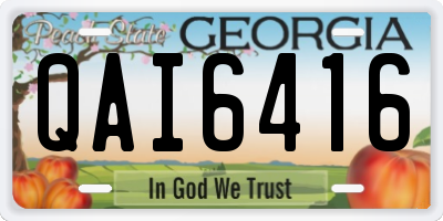 GA license plate QAI6416