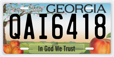 GA license plate QAI6418