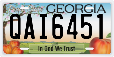 GA license plate QAI6451