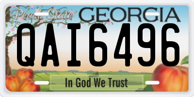GA license plate QAI6496