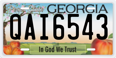 GA license plate QAI6543