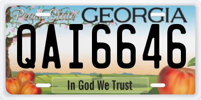 GA license plate QAI6646