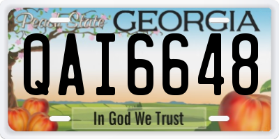 GA license plate QAI6648