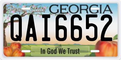 GA license plate QAI6652