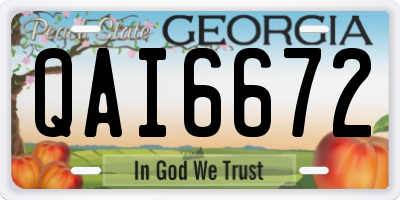 GA license plate QAI6672