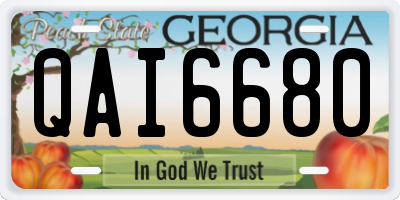 GA license plate QAI6680
