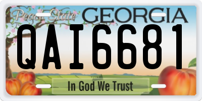 GA license plate QAI6681
