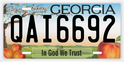 GA license plate QAI6692