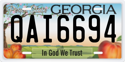 GA license plate QAI6694