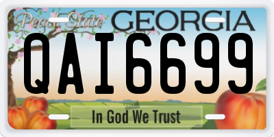 GA license plate QAI6699