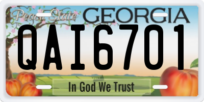 GA license plate QAI6701