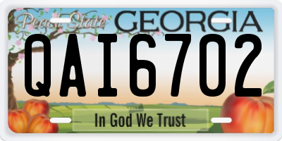 GA license plate QAI6702