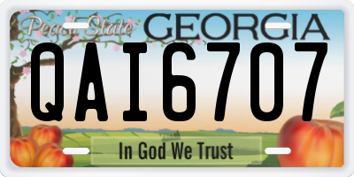 GA license plate QAI6707