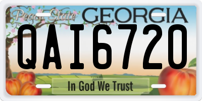 GA license plate QAI6720