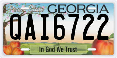 GA license plate QAI6722