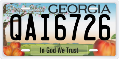GA license plate QAI6726