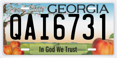 GA license plate QAI6731