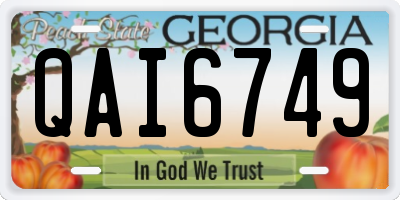 GA license plate QAI6749