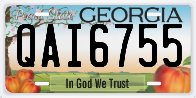 GA license plate QAI6755