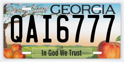 GA license plate QAI6777