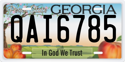 GA license plate QAI6785