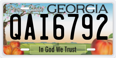 GA license plate QAI6792
