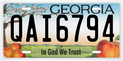 GA license plate QAI6794