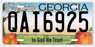GA license plate QAI6925