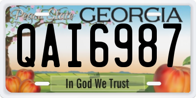 GA license plate QAI6987