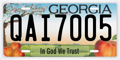 GA license plate QAI7005