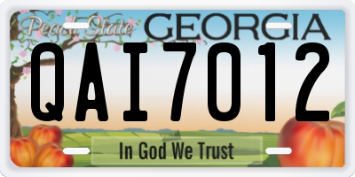 GA license plate QAI7012
