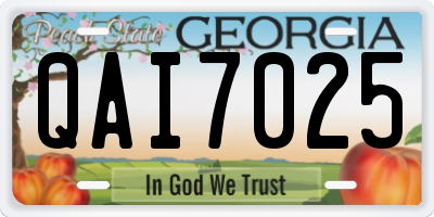 GA license plate QAI7025
