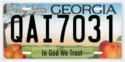 GA license plate QAI7031