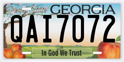 GA license plate QAI7072
