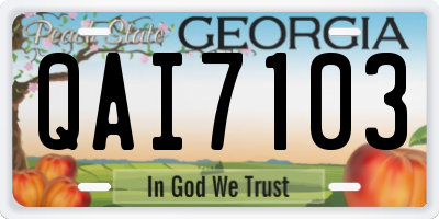 GA license plate QAI7103