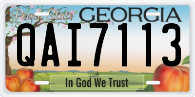 GA license plate QAI7113