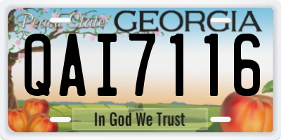 GA license plate QAI7116