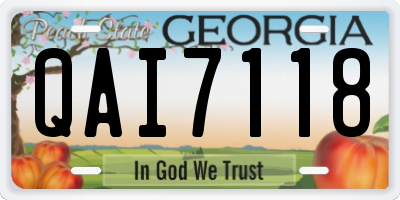 GA license plate QAI7118