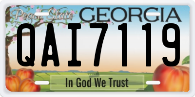 GA license plate QAI7119