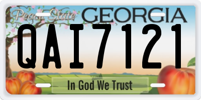GA license plate QAI7121