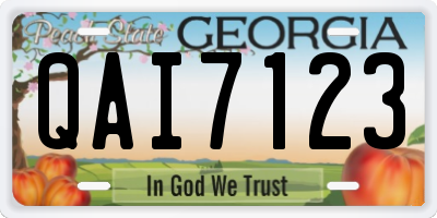 GA license plate QAI7123