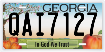 GA license plate QAI7127