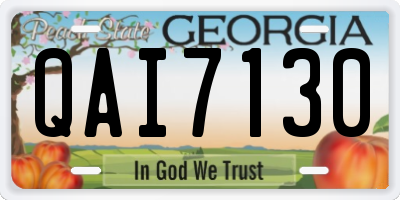 GA license plate QAI7130