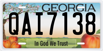GA license plate QAI7138
