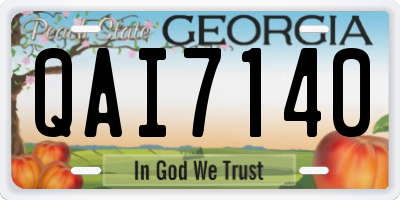 GA license plate QAI7140