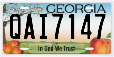 GA license plate QAI7147