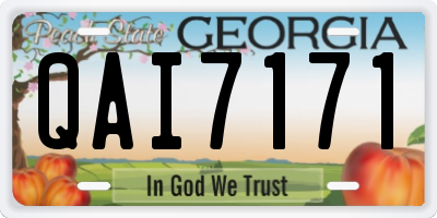 GA license plate QAI7171