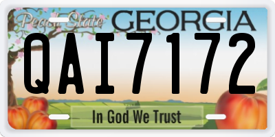 GA license plate QAI7172