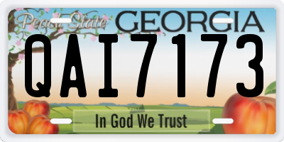 GA license plate QAI7173