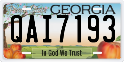 GA license plate QAI7193